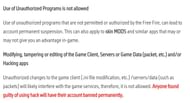 Garena's Abuse policy about mods (Image via Garena)